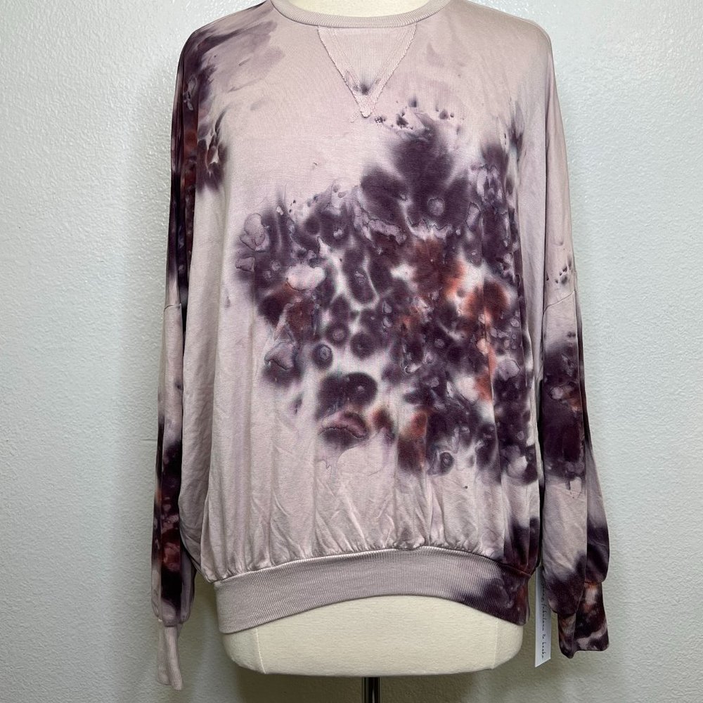 NWT Young Fabulous & Broke Juliette‎ Purple Mauve Tie Dye Sweatshirt Size M